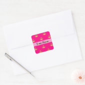 Roze en gouden kroonpatroon vierkante sticker (Envelop)