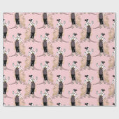 Roze en gouden kunst Deco Wijn Cadeaupapier (Vlak)