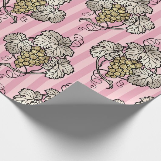 Roze en gouden kunst Deco Wijn Cadeaupapier (Hoek)