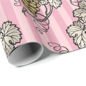 Roze en gouden kunst Deco Wijn Cadeaupapier (Rol Hoek)
