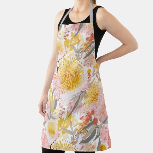  Roze en Gouden Kust Banksia Bloemen Schort (Insitu)