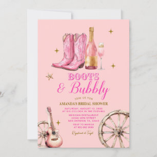Roze en gouden laarzen en bubbelig Vrijgezellenfee Kaart