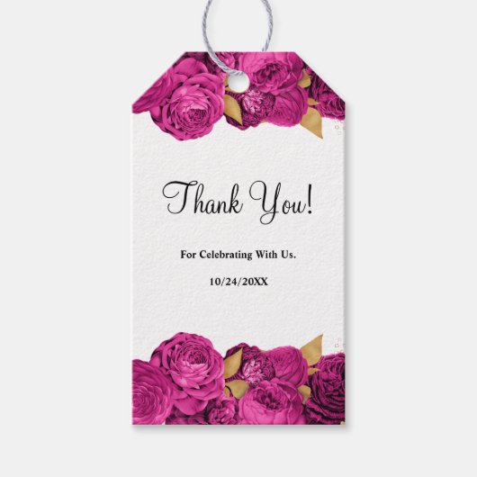 Roze en gouden Labels voor weddenschappen Cadeaulabel (Voorkant)