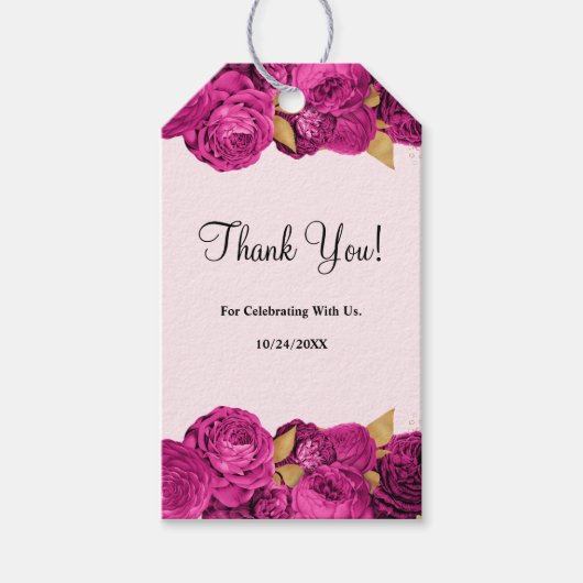 Roze en gouden Labels voor weddenschappen Cadeaulabel (Voorkant)