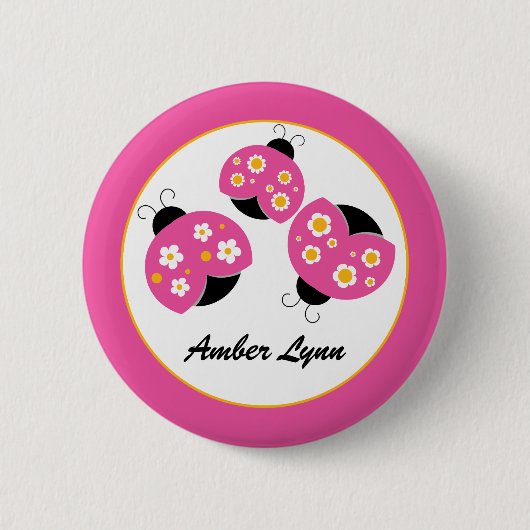 Roze en gouden laswervels ronde button 5,7 cm (Voorkant)