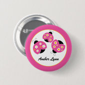 Roze en gouden laswervels ronde button 5,7 cm (Voorkant /achterkant)