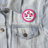 Roze en gouden laswervels ronde button 5,7 cm (In situ)