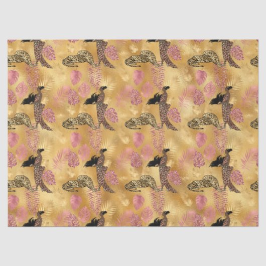 Roze en Gouden Leopard Reeks Ontwerp 8 Tissuepapier (Voorkant)