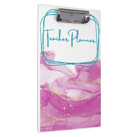 Roze en Gouden Leraar Multomap Klembord (Rechts)