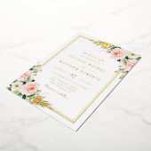 roze en gouden lijst trouwfolie uitnodiging (Gedraaid)