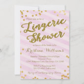 Roze en gouden lingerie bruids douche uitnodiging (Voorkant)