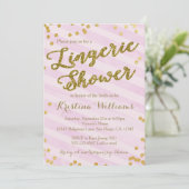 Roze en gouden lingerie bruids douche uitnodiging (Staand voorkant)
