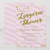 Roze en gouden lingerie bruids douche uitnodiging (Voorkant / Achterkant)