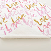 Roze en gouden LOVE Pattern Sherpa Blanket Deken (3/4)