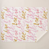 Roze en gouden LOVE Pattern Sherpa Blanket Sherpa Deken (Voorkant (horizontaal))