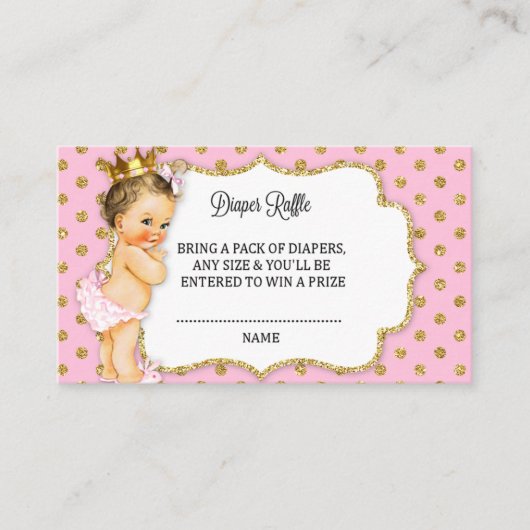 Roze en Gouden Luier Raffle Insert Informatiekaartje (Voorkant)