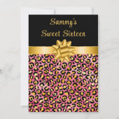 Roze en Gouden Luipaard Print Sweet Sixteen Kaart (Voorkant)