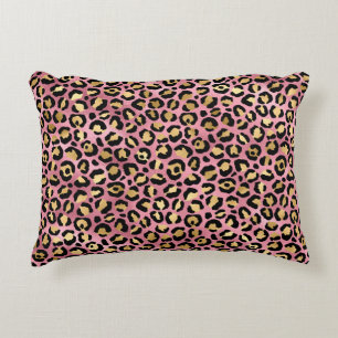 Roze en Gouden Luipaard Serie Design 15 Accent Kussen
