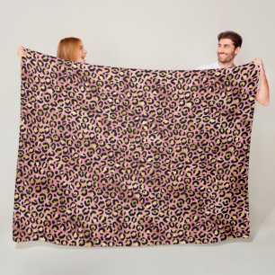 Roze en Gouden Luipaard Serie Design 15 Fleece Deken