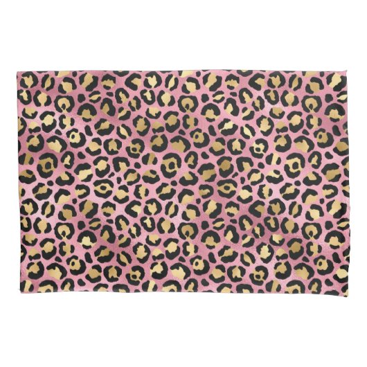 Roze en Gouden Luipaard Serie Design 15 Kussensloop (Voorkant)