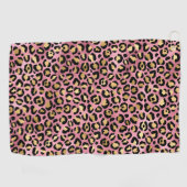 Roze en Gouden Luipaard Serieel Ontwerp 15 Golfhanddoek (Horizontaal)