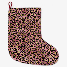 Roze en Gouden Luipaard Serieel Ontwerp 15 Grote Kerstsok