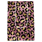Roze en Gouden Luipaard Serieel Ontwerp 15 Medium Cadeauzakje (Achterkant)