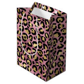 Roze en Gouden Luipaard Serieel Ontwerp 15 Medium Cadeauzakje (Achterkant Gekanteld)