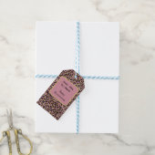 Roze en gouden luipaardprint cadeaulabel (Met Touw)