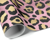 Roze en Gouden Luipaardprint Cadeaupapier (Rol Hoek)