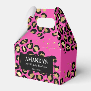 Roze en Gouden Luipaardprint Favor Doos Bedankdoosjes