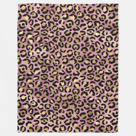 Roze en gouden luipaardprint fleece deken