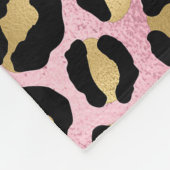 Roze en gouden luipaardprint fleece deken (Hoek)