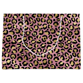 Roze en gouden luipaardprint groot cadeauzakje