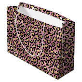 Roze en gouden luipaardprint groot cadeauzakje (Achterkant Gekanteld)