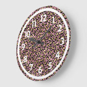 Roze en gouden luipaardprint grote klok (Hoek)