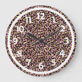 Roze en gouden luipaardprint grote klok (Voorkant)