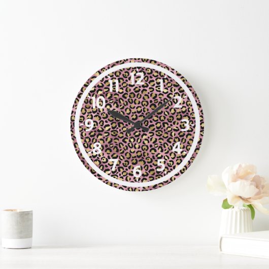 Roze en gouden luipaardprint grote klok (Huis)