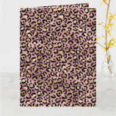 Roze en gouden luipaardprint kaart (Gele Bloem)