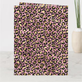 Roze en gouden luipaardprint kaart (Achterkant)