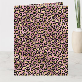 Roze en gouden luipaardprint kaart