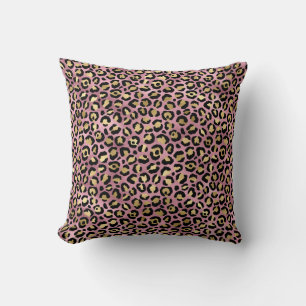 Roze en gouden luipaardprint kussen