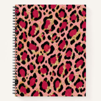 Roze en gouden luipaardprint notitieboek