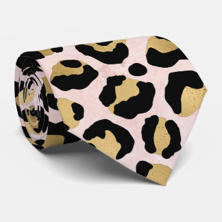 Roze en Gouden Luipaardprint Stropdas