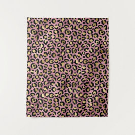 Roze en gouden luipaardprint wandkleed