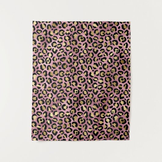 Roze en gouden luipaardprint wandkleed (Voorkant)