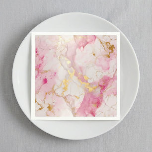 Roze en gouden luxe marmer effect Napkins Servet