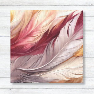 Roze en gouden luxe veren patroon canvas afdruk