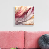 Roze en gouden luxe veren patroon canvas afdruk (Insitu (Woonkamer))