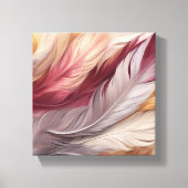 Roze en gouden luxe veren patroon canvas afdruk (Voorkant)